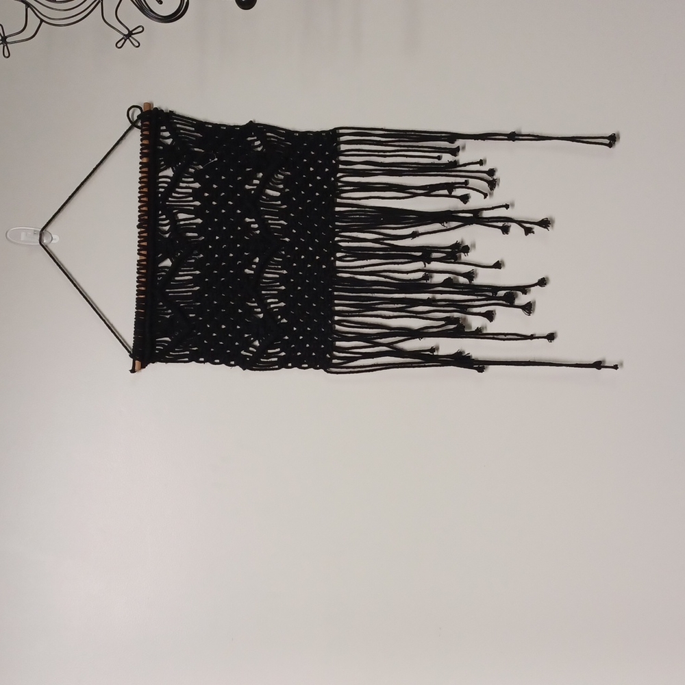 Modern Macrame Bohemian feel Wall Hanging  Decor Black Cotton
